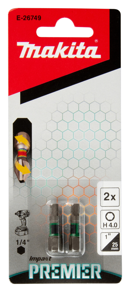 Torsion otsakud C-tüüp Impact PREMIER H4.0x25mm 2tk. – Makita