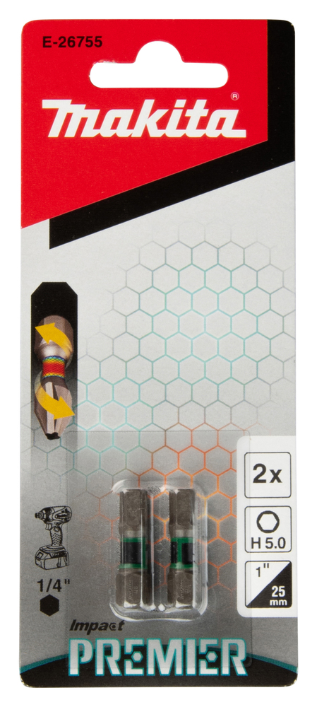 Torsion otsakud C-tüüp Impact PREMIER H5.0x25mm 2tk. – Makita