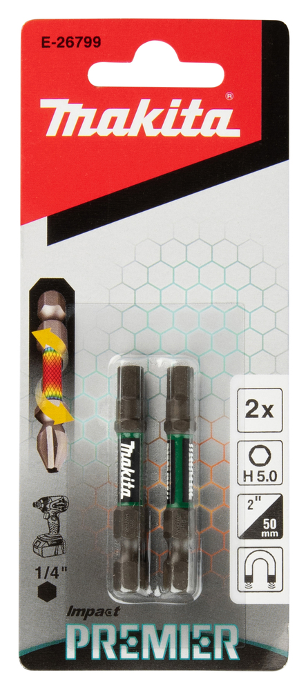 Torsion otsakud E-tüüp Impact PREMIER H5.0x50mm 2tk. – Makita