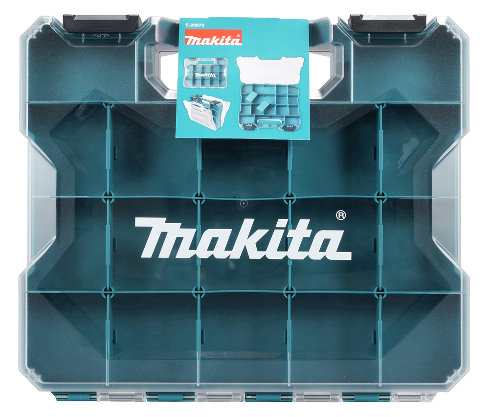 Kahepoolne plastist tarvikute kohver, 24 eemaldatava vaheseinaga – Makita