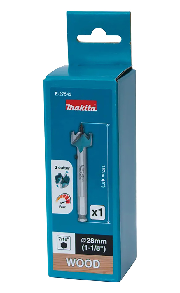 Isepuuriv puidupuur 2 lõikeservaga, 28 mm, 7/16” HEX varrega – Makita