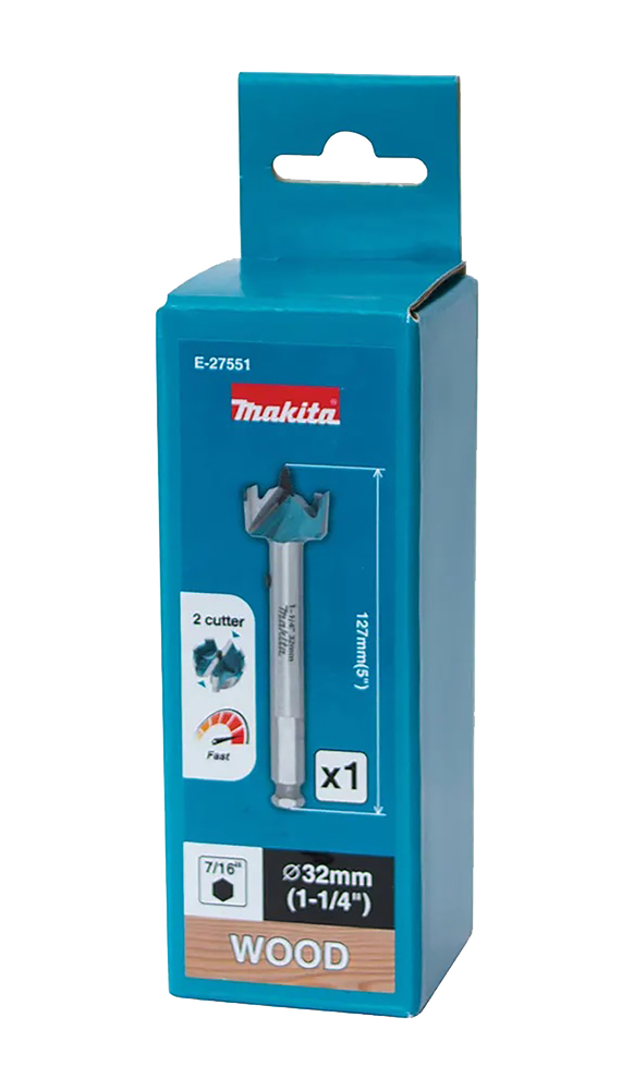Isepuuriv puidupuur 2 lõikeservaga, 32 mm, 7/16” HEX varrega – Makita