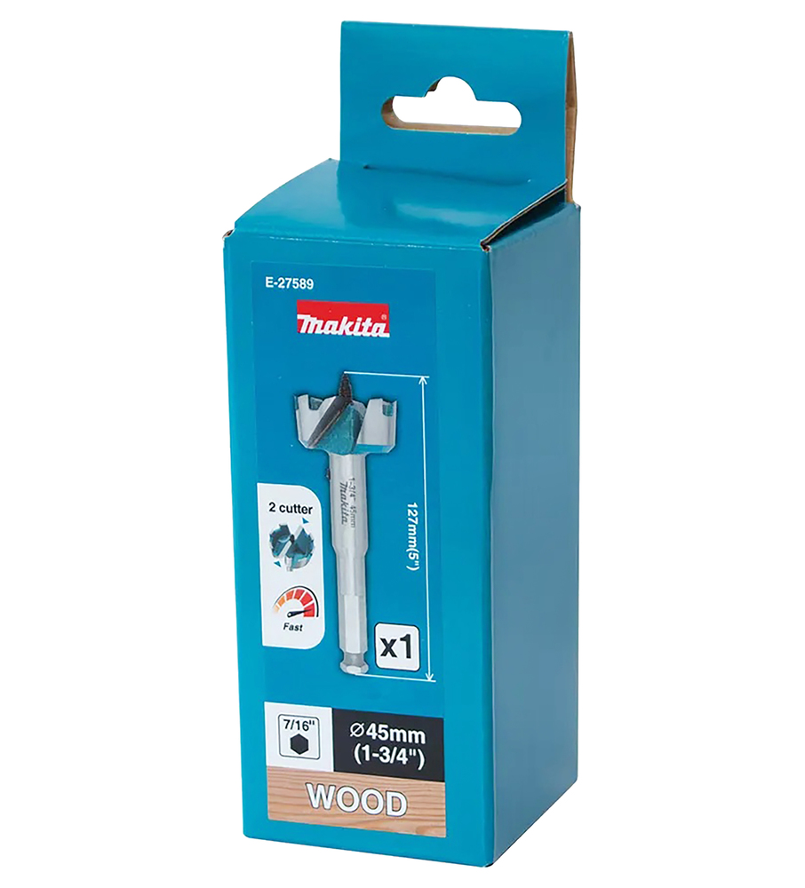 Isepuuriv puidupuur 2 lõikeservaga, 45 mm, 7/16” HEX varrega – Makita