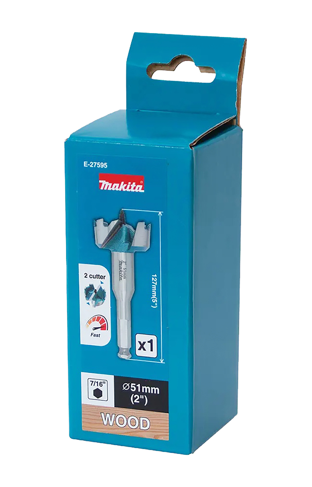 Isepuuriv puidupuur 2 lõikeservaga, 51 mm, 7/16” HEX varrega – Makita