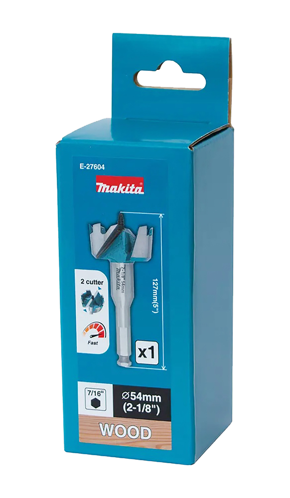 Isepuuriv puidupuur 2 lõikeservaga, 54 mm, 7/16” HEX varrega – Makita