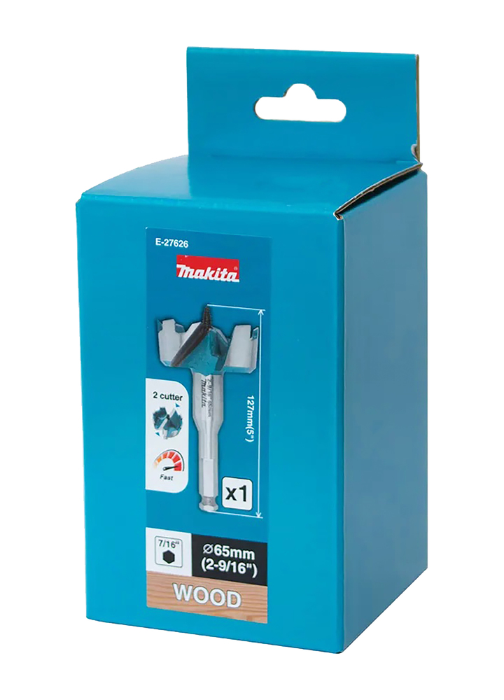 Isepuuriv puidupuur 2 lõikeservaga, 65 mm, 7/16” HEX varrega – Makita