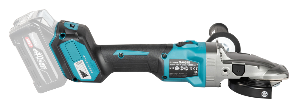 Akunurklihvija XGT, 125MM, 0-9000RPM; Harjavaba mootor; Elektriline kettapidur; AFT; tavalüliti, pedaallüliti, Z-mudel, Ilma akude ja laadijata! – Makita