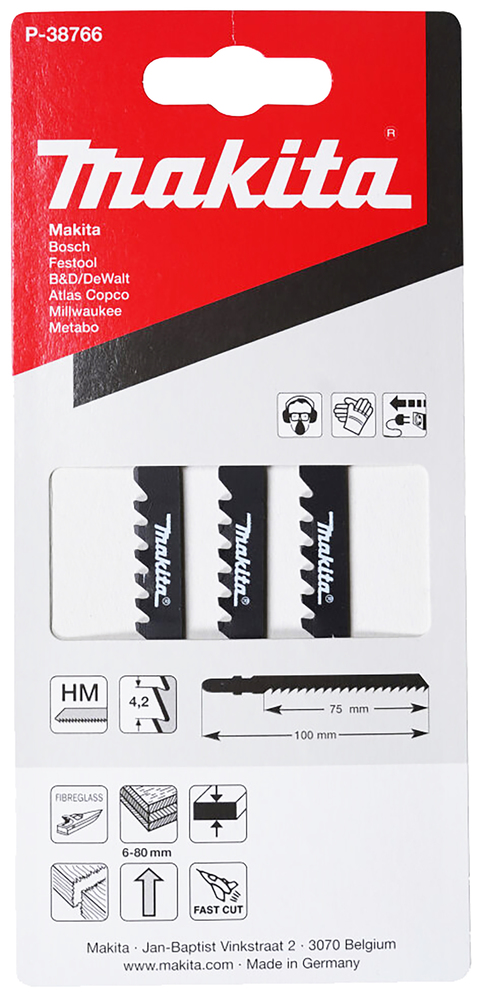 Tikksaeterad T141TC 75mm HM 3tk. klaaskiud, plp 6-80mm, kiire lõige – Makita