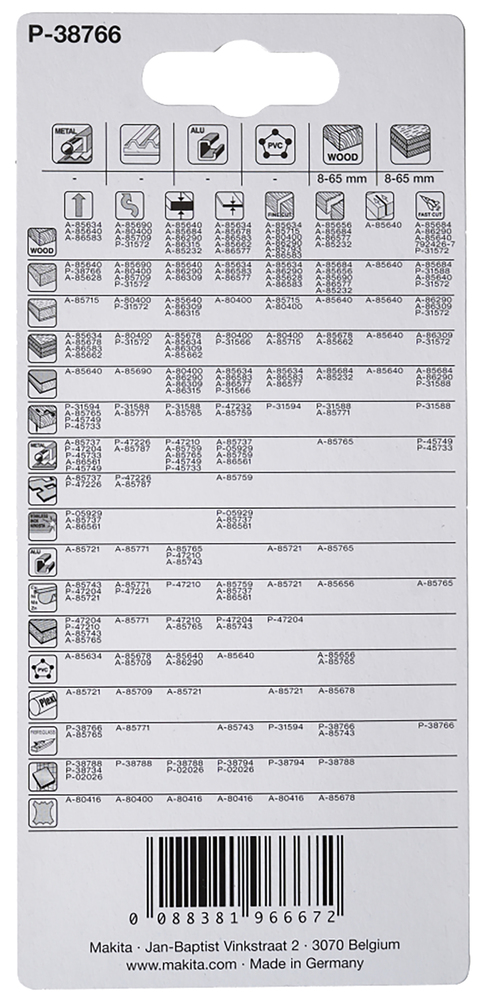Tikksaeterad T141TC 75mm HM 3tk. klaaskiud, plp 6-80mm, kiire lõige – Makita