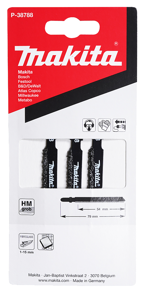 Tikksaeterad T130RIFF 54mm HM 3tk. klaaskiud 1-15mm, keraamilised plaadid – Makita