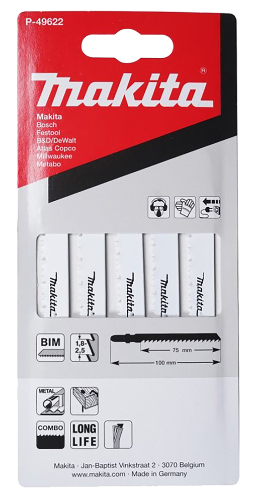 Tikksaeterad T345XF 75mm BiM 5tk. naelu sisaldav puit, met., combo, long life – Makita