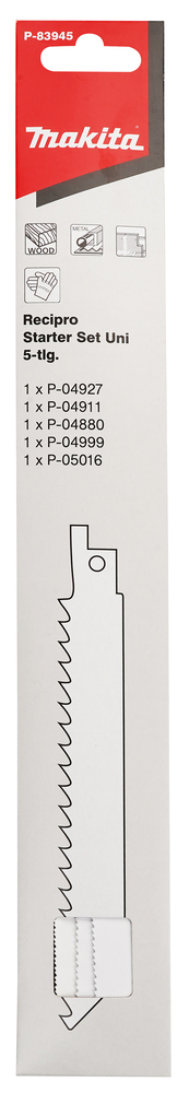 Universaalsaeterade komplekt, 5 tk. P-04927 200mm metall, P-04911 150mm metall, P-04880 150mm metall, P-04999 150mm puit/kips, P-05016 300mm puit /kips – Makita