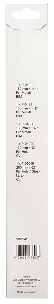 Universaalsaeterade komplekt, 5 tk. P-04927 200mm metall, P-04911 150mm metall, P-04880 150mm metall, P-04999 150mm puit/kips, P-05016 300mm puit /kips – Makita
