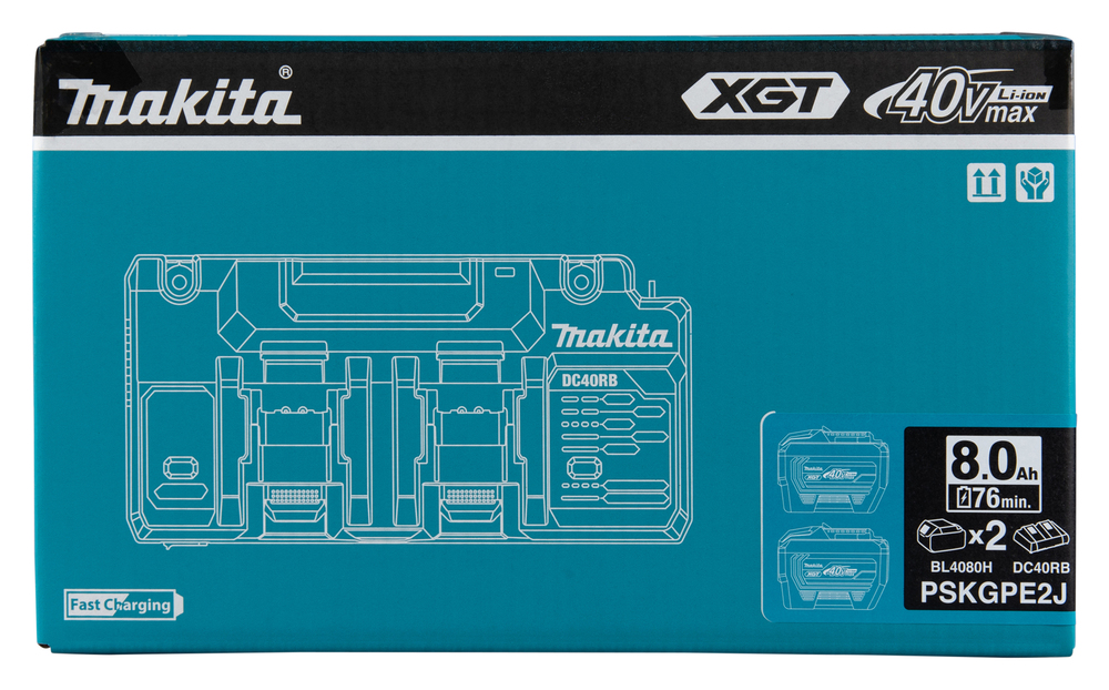 Akude ja laadija komplekt XGT (BL4080H x 2+ DC40RB + Makpac kast No.3) – Makita