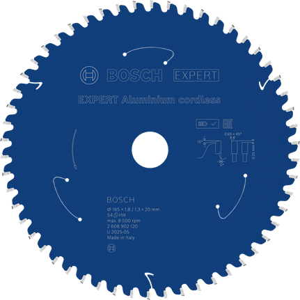 Saeketas alumiiniumile Expert for Aluminium 165x20x1.8/1.3x54T Bosch Professional – Bosch Professional