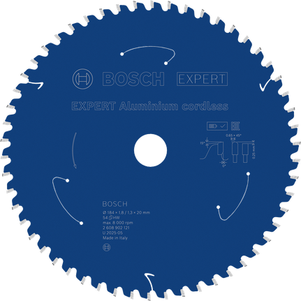Saeketas alumiiniumile Expert for Aluminium 184x20x1.8/1.3x54T Bosch Professional – Bosch Professional