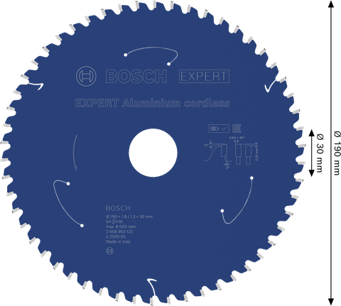 Saeketas alumiiniumile Expert for Aluminium 190x30x1.8/1.3x54T Bosch Professional – Bosch Professional