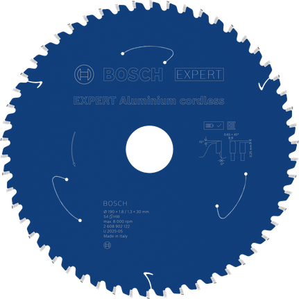 Saeketas alumiiniumile Expert for Aluminium 190x30x1.8/1.3x54T Bosch Professional – Bosch Professional