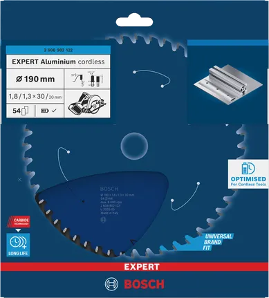 Saeketas alumiiniumile Expert for Aluminium 190x30x1.8/1.3x54T Bosch Professional – Bosch Professional