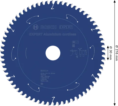 Saeketas alumiiniumile Expert for Aluminium 216x30x2/1.4x66T Bosch Professional – Bosch Professional