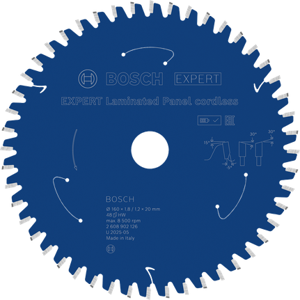 Saeketas laminaatplaadile Expert for Laminated Panel 160x20x1.8/1.2x48T Bosch Professional – Bosch Professional