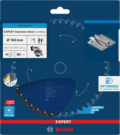 Saeketas roostevabale terasele Expert for Stainless Steel 160x20x1.6/1.3x40T Bosch Professional – Bosch Professional
