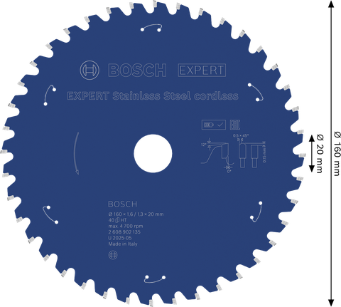 Saeketas roostevabale terasele Expert for Stainless Steel 160x20x1.6/1.3x40T Bosch Professional – Bosch Professional