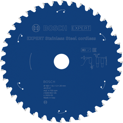 Saeketas roostevabale terasele Expert for Stainless Steel 160x20x1.6/1.3x40T Bosch Professional – Bosch Professional