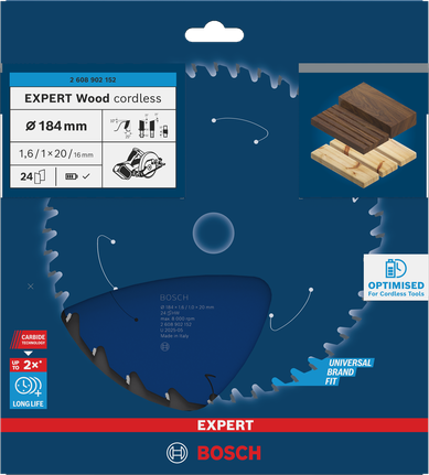 Saeketas puidule Expert for Wood 184x20x1.6/1x24T Bosch Professional – Bosch Professional