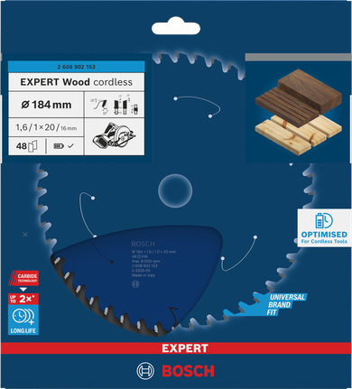 Saeketas puidule Expert for Wood 184x20x1.6/1x48T Bosch Professional – Bosch Professional