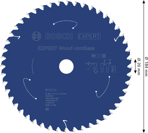 Saeketas puidule Expert for Wood 184x20x1.6/1x48T Bosch Professional – Bosch Professional