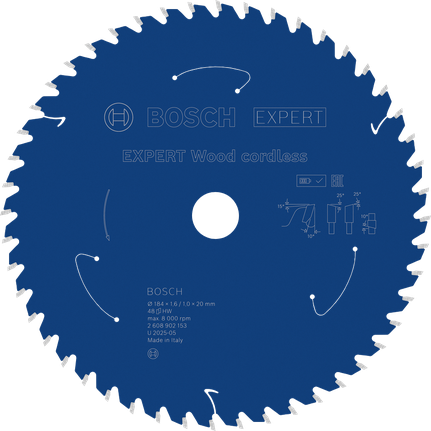 Saeketas puidule Expert for Wood 184x20x1.6/1x48T Bosch Professional – Bosch Professional