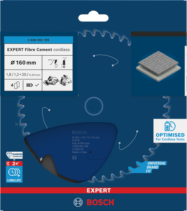Saeketas kiudtsemendile Expert for Fiber Cement 160x20x1.8/1.2x4T Bosch Professional – Bosch Professional