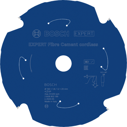 Saeketas kiudtsemendile Expert for Fiber Cement 160x20x1.8/1.2x4T Bosch Professional – Bosch Professional
