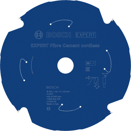 Saeketas kiudtsemendile Expert for Fiber Cement 165x20x1.8/1.2x4T Bosch Professional – Bosch Professional