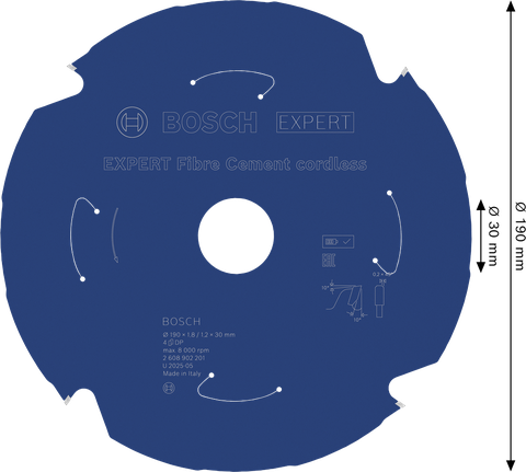 Expert Fiber cement 190x30x1.8/1.2x4T Bosch Professional – Bosch Professional