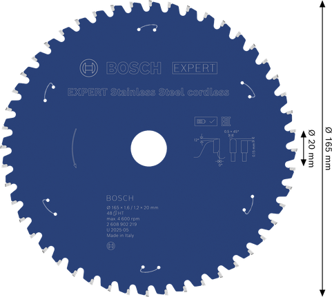 Saeketas roostevabale terasele Expert for Stainless Steel 165x20x1.6/1.2x48T Bosch Professional – Bosch Professional