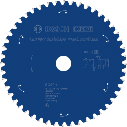 Saeketas roostevabale terasele Expert for Stainless Steel 165x20x1.6/1.2x48T Bosch Professional – Bosch Professional