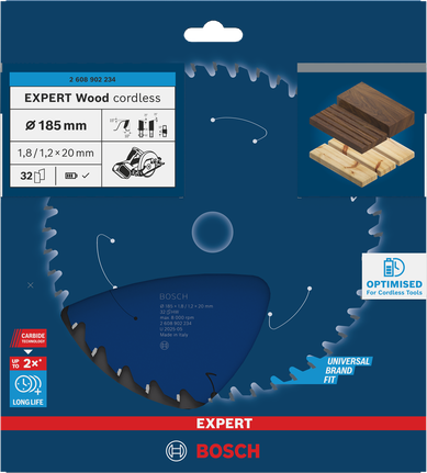 Saeketas puidule akusaagidele Expert for Wood 185x20x1.8/1.2x32T Bosch Professional – Bosch Professional