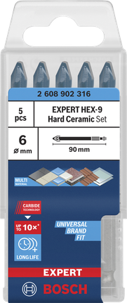 Bosch EXPERT HEX-9 Hard Ceramic puurikomplekt, 6 x 90 mm, 5 tk – Bosch EXPERT
