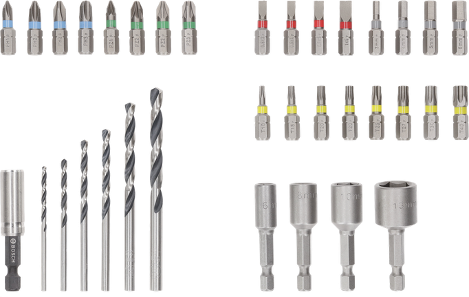 Extra Hard kruviotsak ja metallist HSS puuride komplekt, väljapaneku alusega, 35 tk Bosch Professional – Bosch Professional