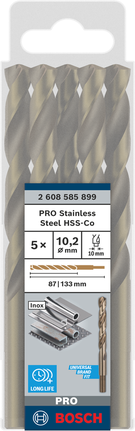 Keerdpuur PRO Stainless Steel HSS-Co, 10,2 × 87 × 133 mm, 5 tk Bosch Professional – Bosch Professional