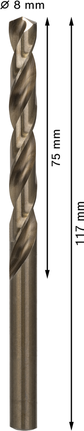 Keerdpuur PRO Stainless Steel HSS-Co, 8 × 75 × 117 mm, 5 tk Bosch Professional – Bosch Professional