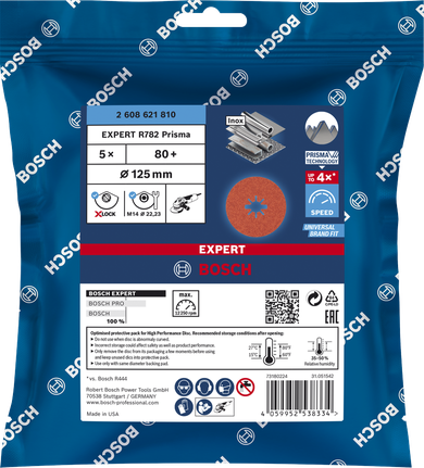 Keraamiline kiudketas EXPERT R782 Prisma Ceramic X-LOCK, 125 mm, 22,23 mm, G 80, 5 tk Bosch EXPERT – Bosch EXPERT