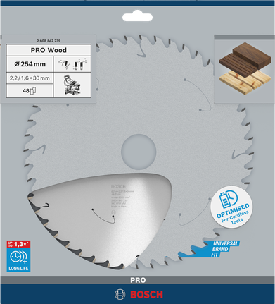 Ketassae tera PRO Wood cordless, 254 × 2,2 × 30 mm, T48 Bosch Professional – Bosch Professional