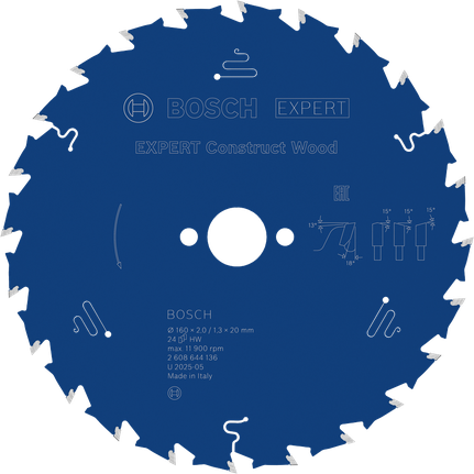 Ketassaetera EXPERT Construct Wood, 160 × 2/1,3 × 20 mm, T24 Bosch EXPERT – Bosch EXPERT