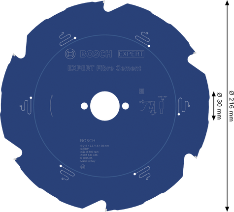 Ketassaetera EXPERT Fibre Cement, 216 × 2,2/1,6 × 30 mm, T6 Bosch EXPERT – Bosch EXPERT