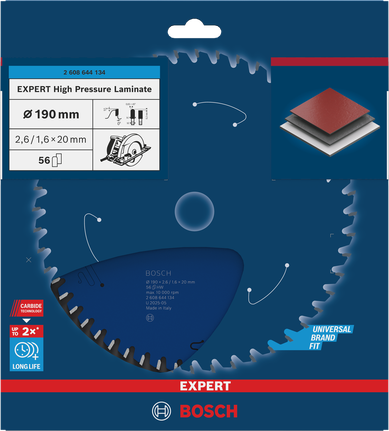 Ketassaetera EXPERT High Pressure Laminate, 190 × 2,6/1,6 × 20 mm, T56 Bosch EXPERT – Bosch EXPERT