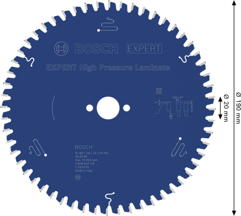 Ketassaetera EXPERT High Pressure Laminate, 190 × 2,6/1,6 × 20 mm, T56 Bosch EXPERT – Bosch EXPERT