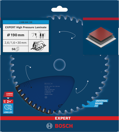Ketassaetera EXPERT High Pressure Laminate, 190 × 2,6/1,6 × 30 mm, T56 Bosch EXPERT – Bosch EXPERT